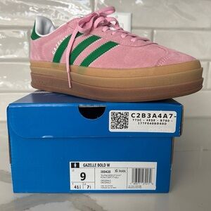 Adidas Gazelle, pink and green